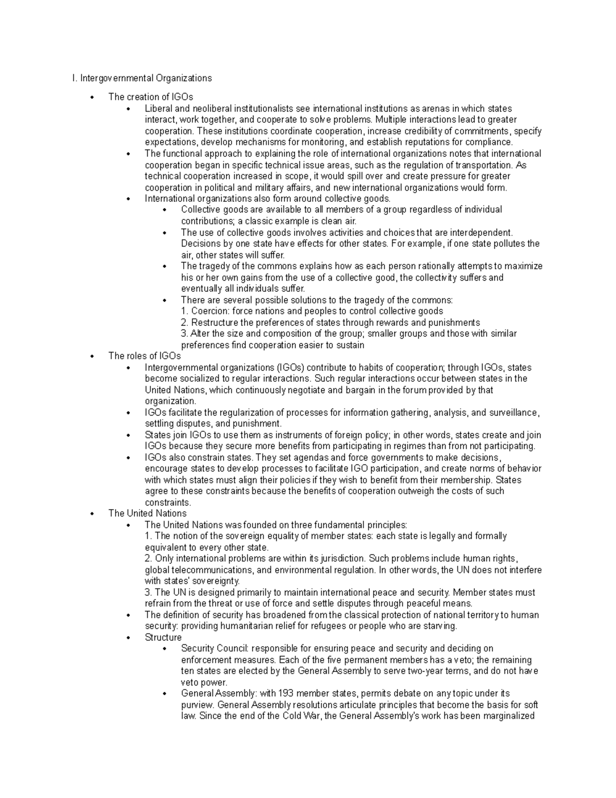 Chapter 11 - Notes from Dr Kushi - I. Intergovernmental Organizations ...