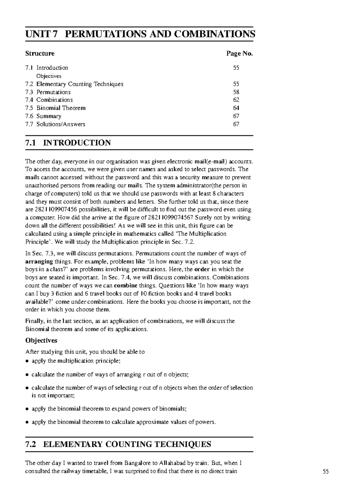 Unit-7 - Permutations and combinations - UNIT 7 PERMUTATIONS AND ...