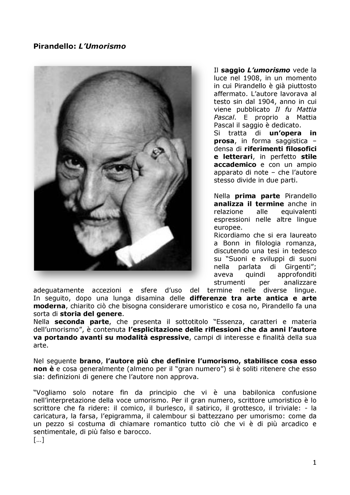 Pirandello Umorismo Lezione Pirandello Lumorismo Il Saggio Lumorismo Vede La Luce Nel