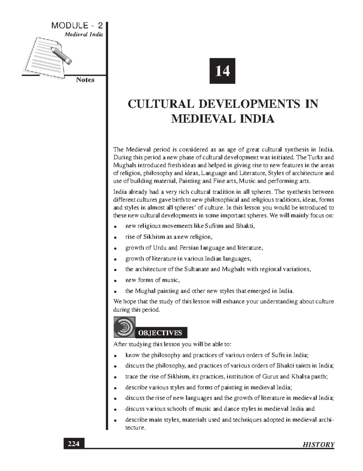History Book indian history L14 - MODULE - 2 Medieval India CULTURAL ...