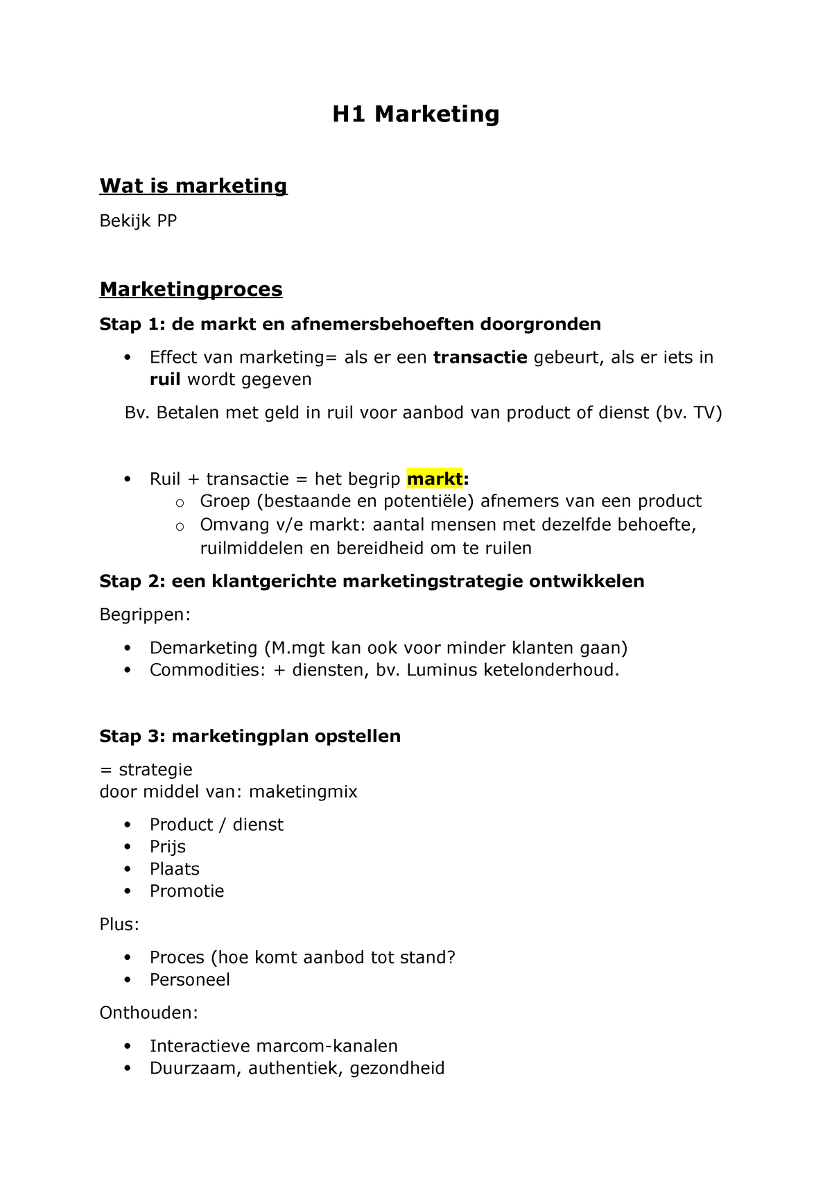 Samenvatting Marketing En De Essentie Hoofdstuk 1, 2 En 3 - H1 ...