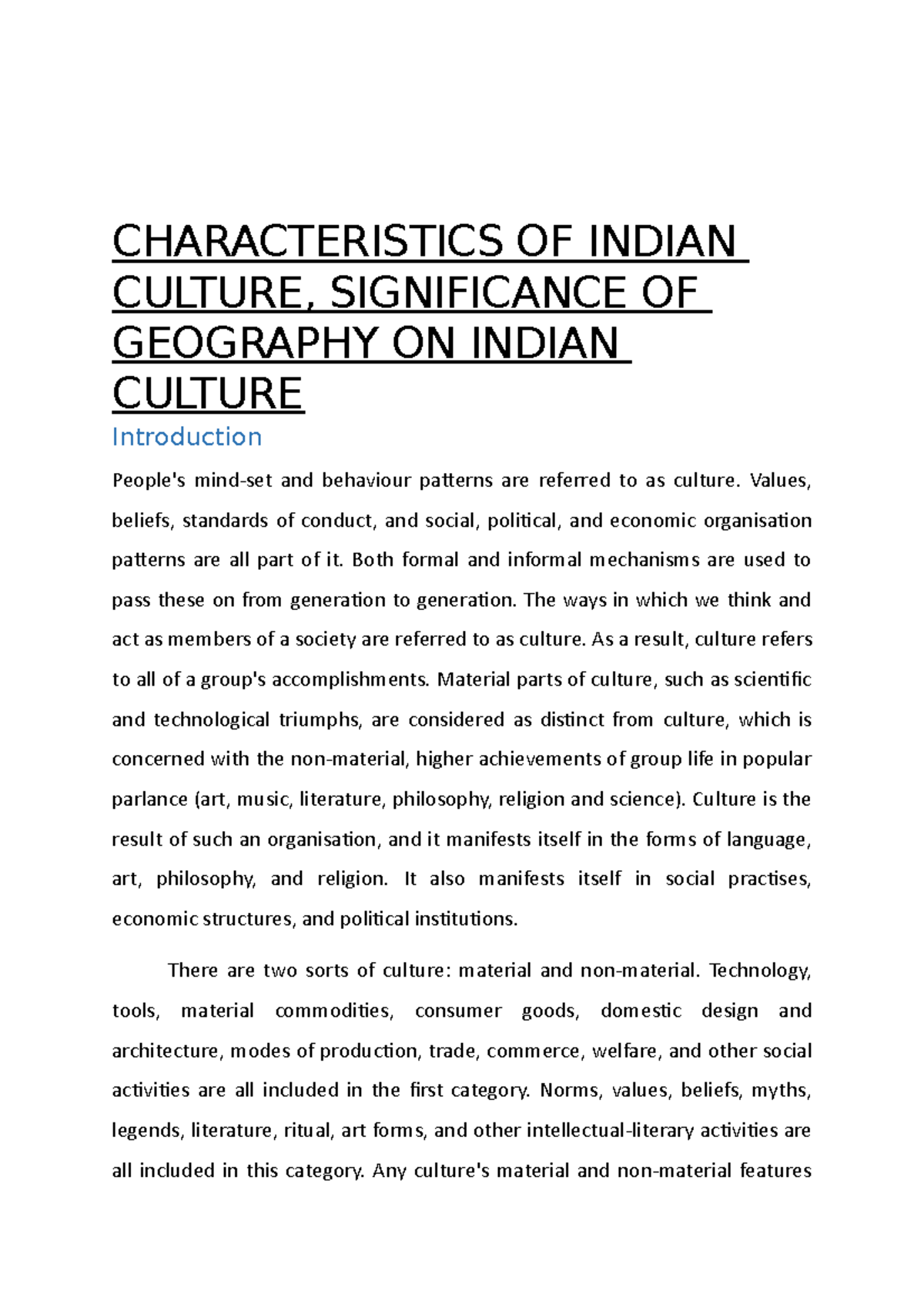 characteristics-of-indian-culture-significance-of-geography-on-indian