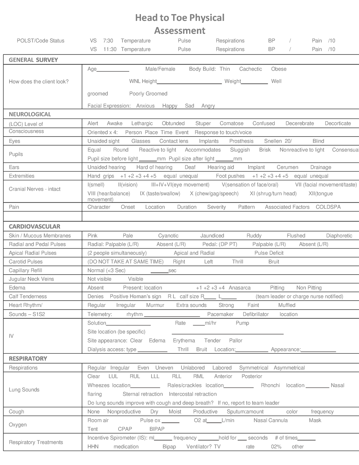 Head to Toe Physical Assessment - Head to Toe Physical Assessment POLST ...