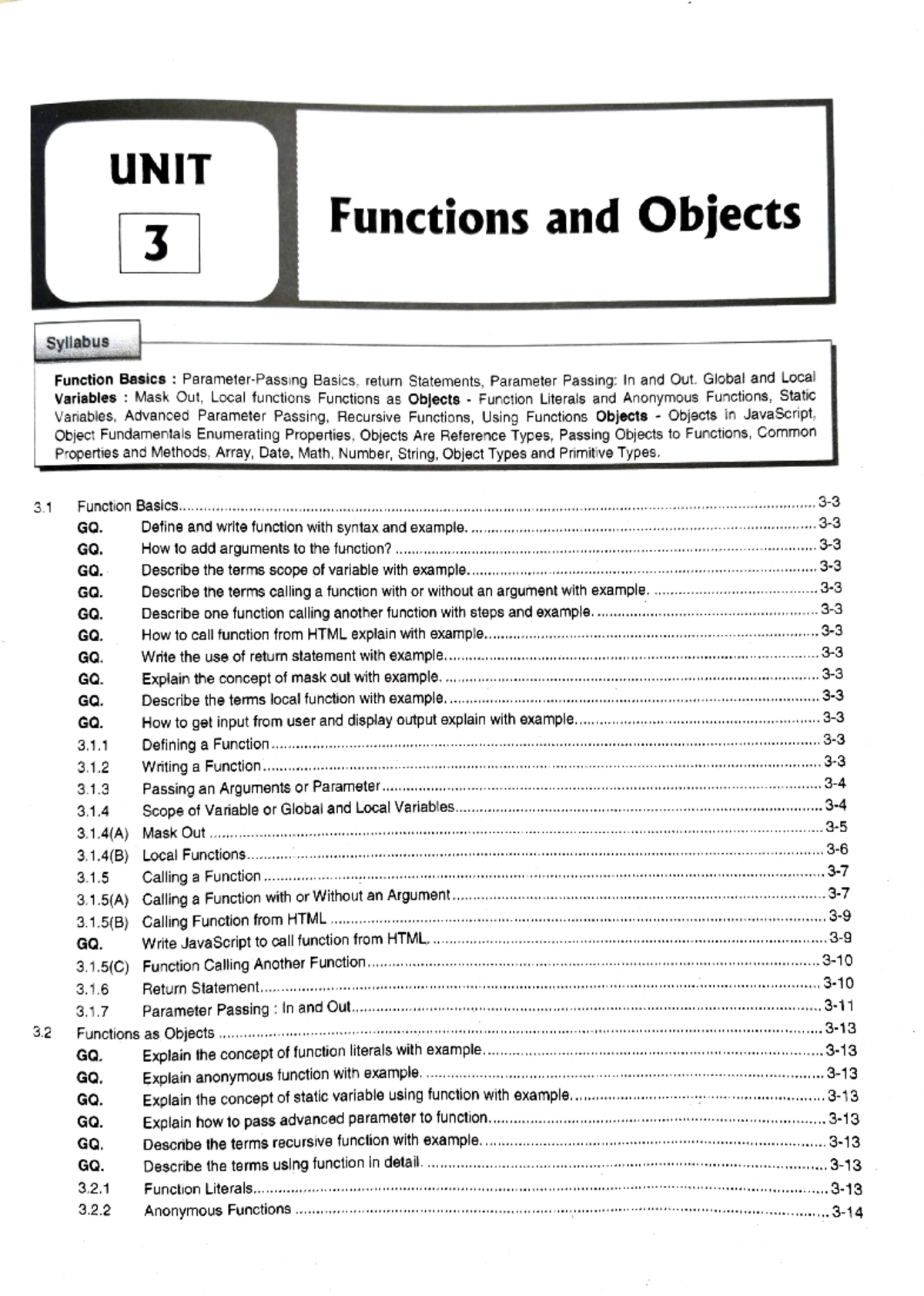 Js Unit 3 - iytrteutuiop'djhgfde456789o - UNIT Functions and Objects 3 ...