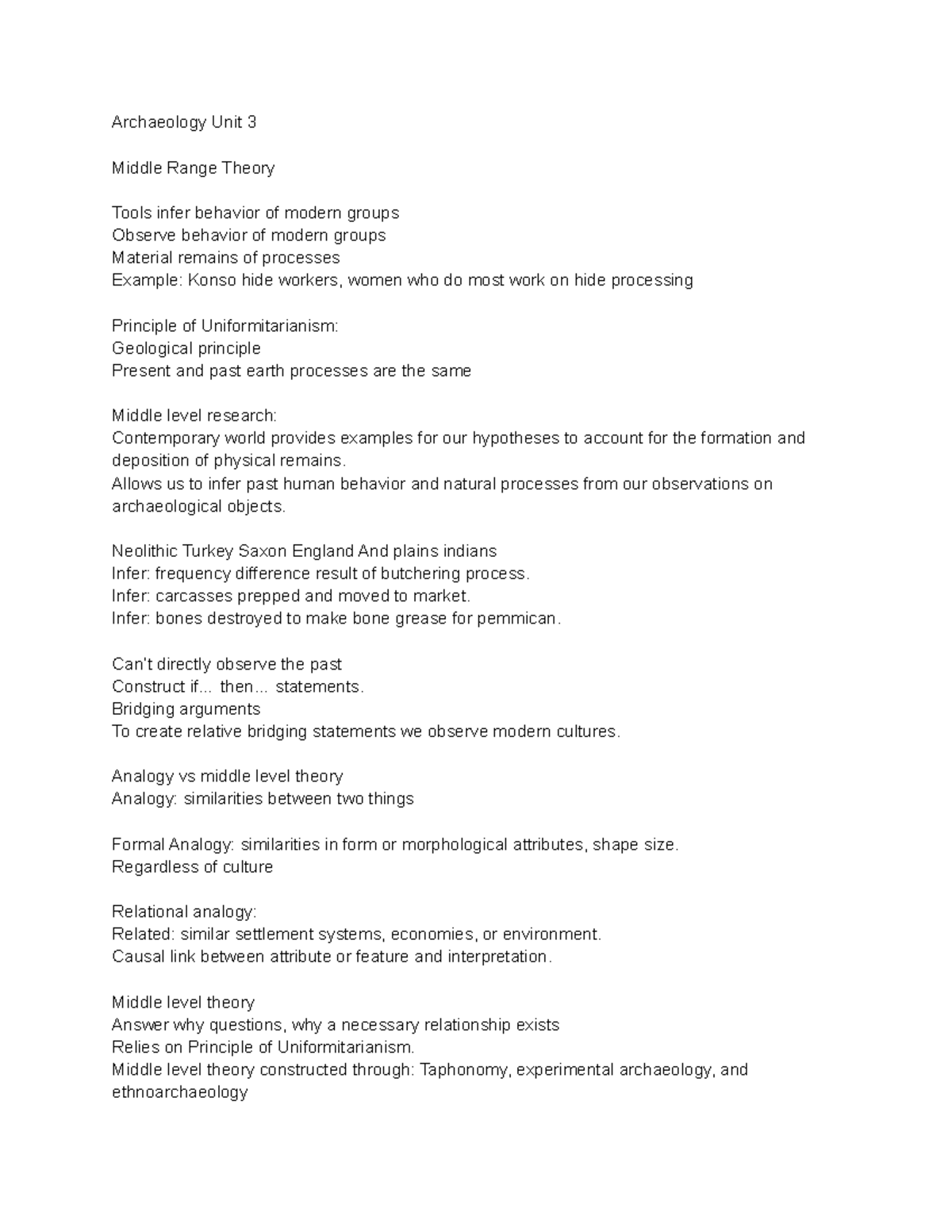 Archaeology unit 3 Lecture notes Unit 2 Archaeology Unit 3 Middle