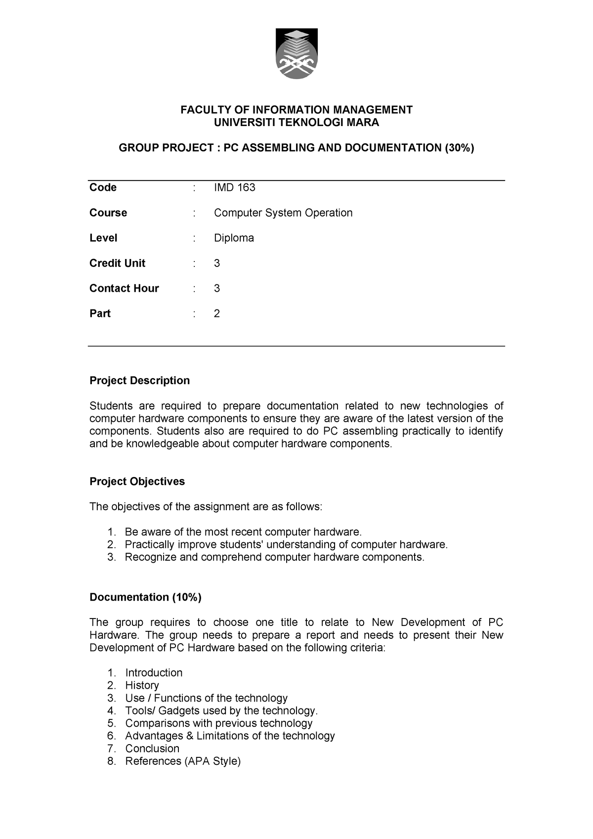 Group Project 1 - PC Assembling updated - FACULTY OF INFORMATION ...