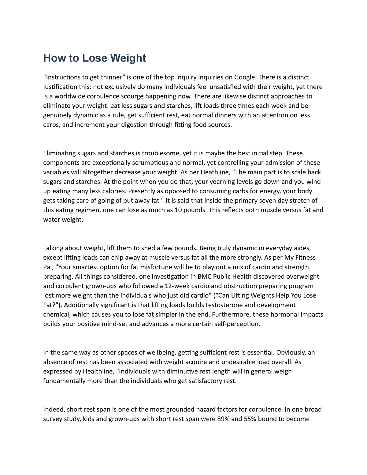 essay methods of lose weight