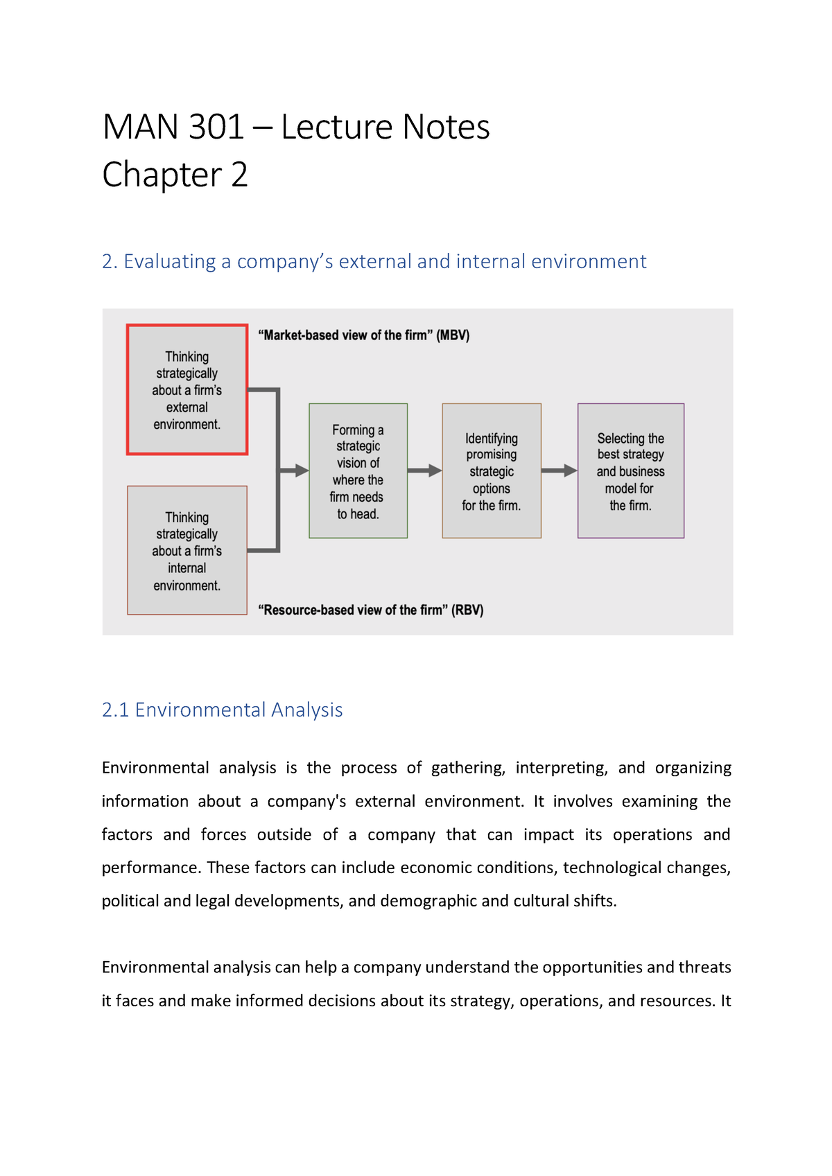 Man 301 Chapter 2 Part 1 Lecture Notes Man 301 Lecture Notes Chapter 2 2 Evaluating A 6140