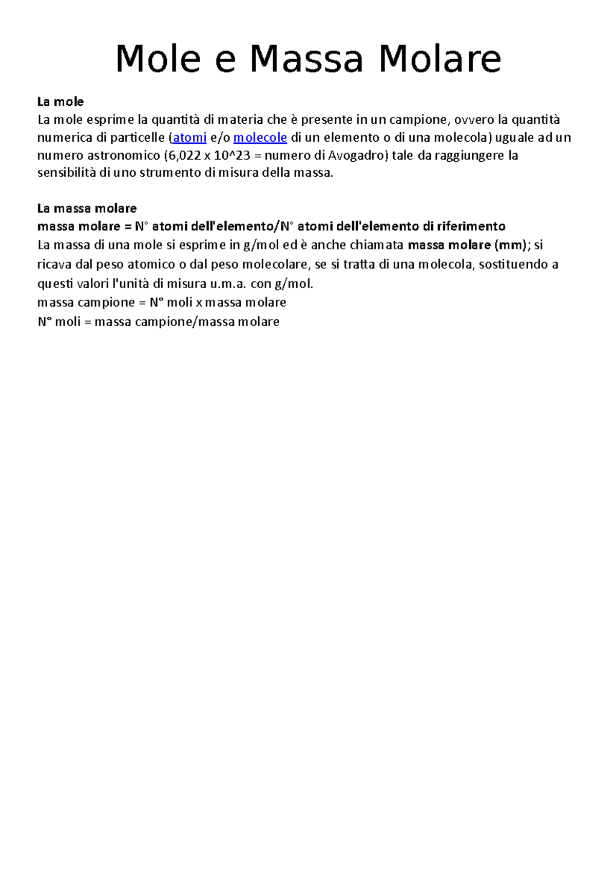 mole-massa-molare-appunti-mole-e-massa-molare-la-mole-la-mole-esprime