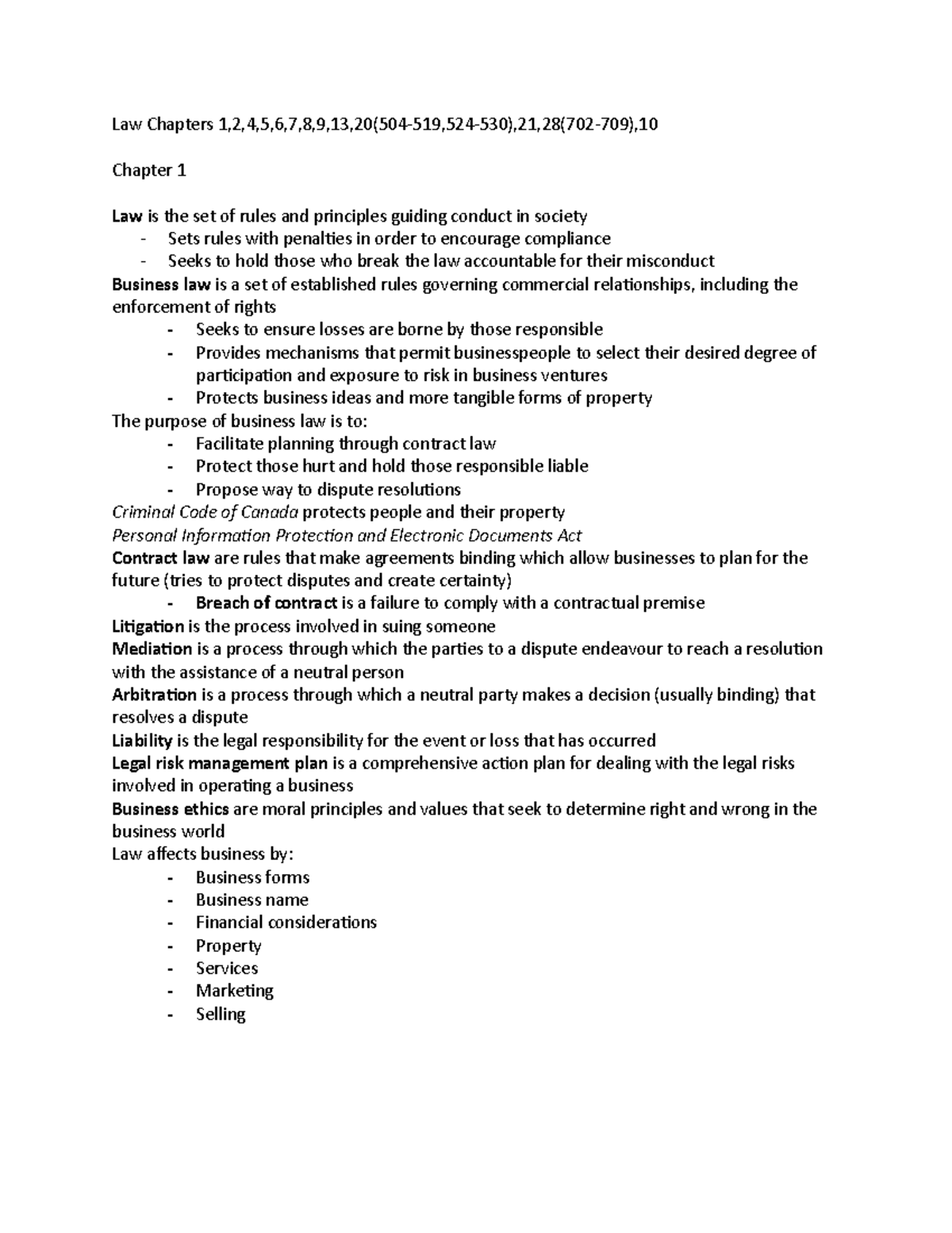 Law-Notes (231) - Lecture notes - Law Chapters - Studocu