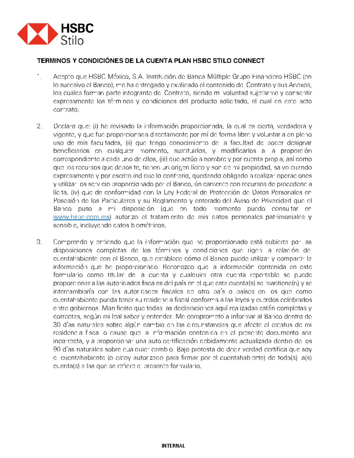 Contrato journey - TERMINOS Y CONDICIÓNES DE LA CUENTA PLAN HSBC STILO ...