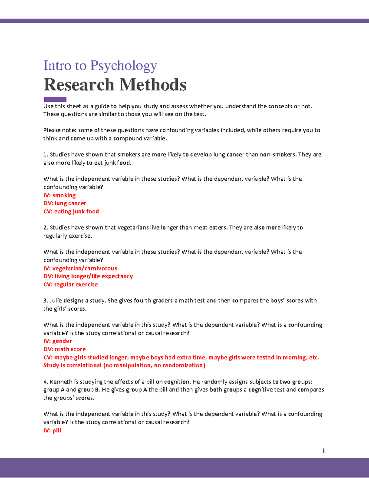 Boyd Practice Sheet 1 Answer Key Research Methods 1 Intro to Psychology Research Methods Use