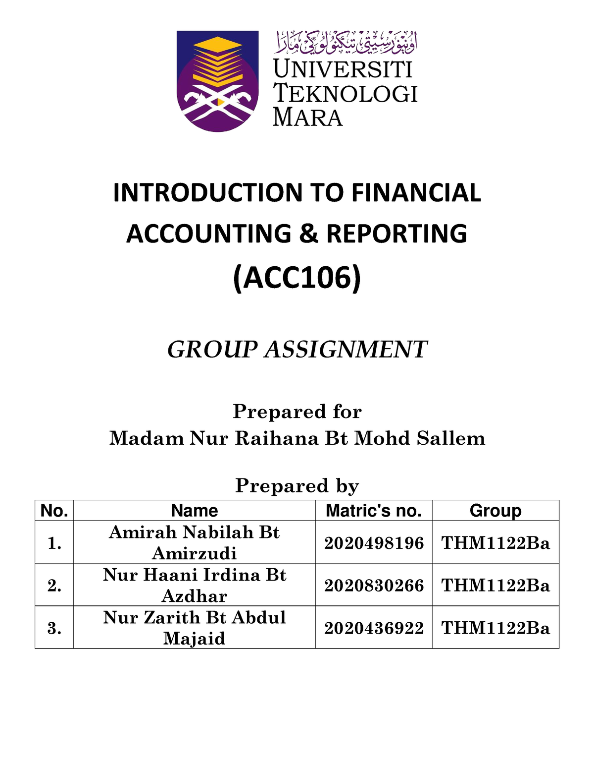 acc106 assignment introduction