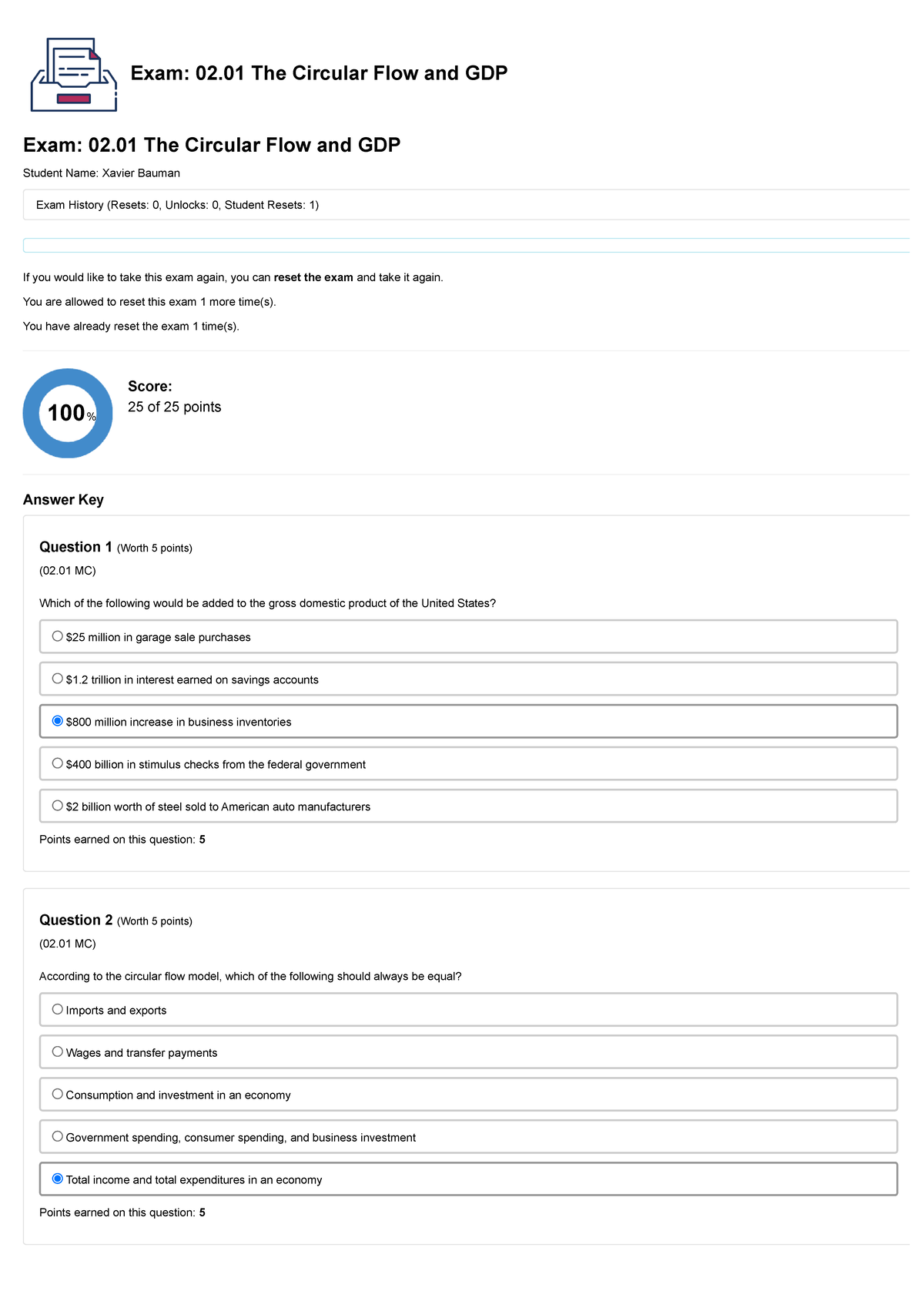 Exam 02 01 The Circular Flow And Gdp Advanced Placement Macroeconomics V20 5098 Score 25 Exam 02 01 The Circular Flow And Gdp Advanced Placement Macroeconomics V20 5098 Score 25