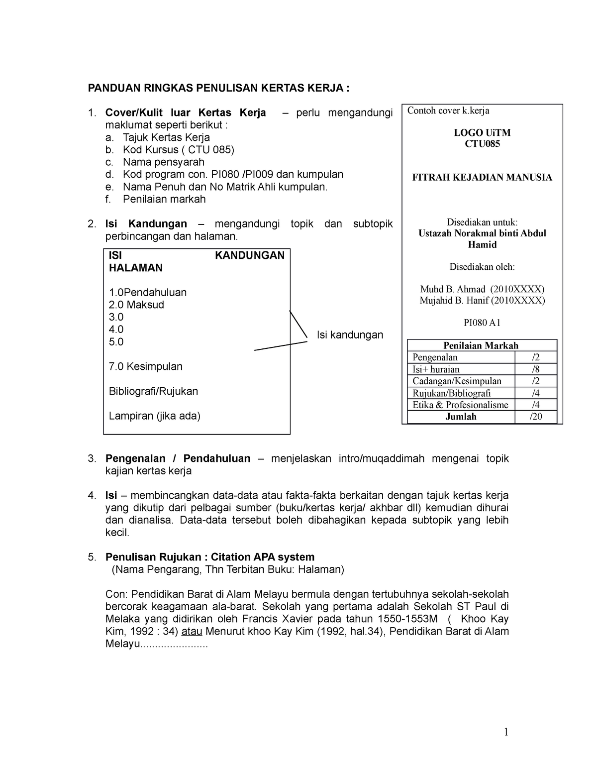 Panduan Penulisan Kertas Kerja CTU UITM - PANDUAN RINGKAS PENULISAN ...