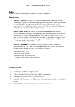 Chapter 1 American Politics - Preface - Three Principles of American ...