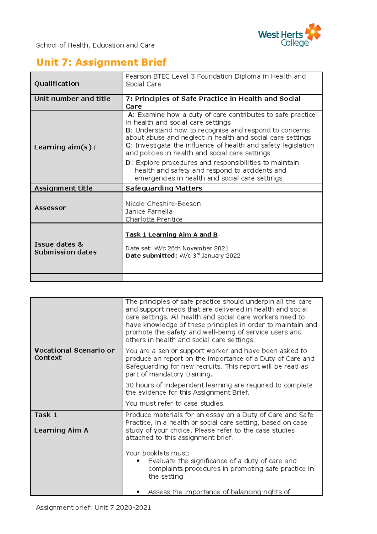 health and social care case study examples