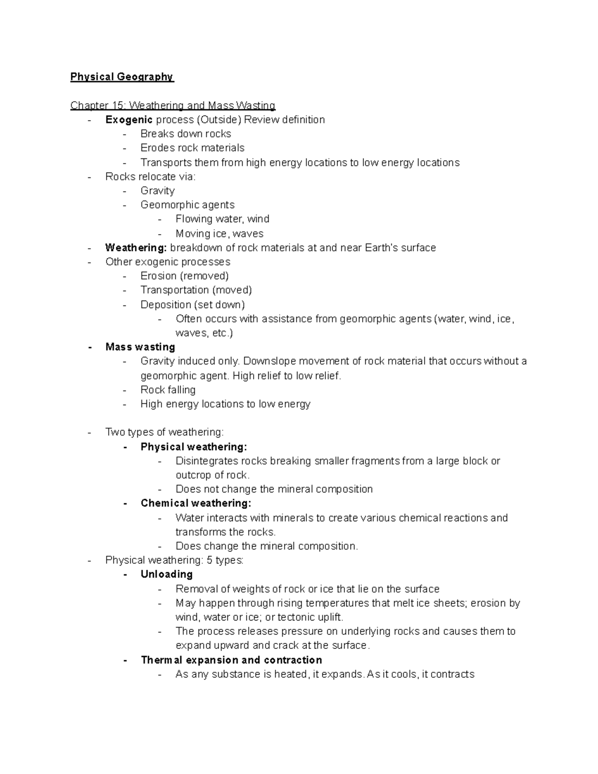 Physical Geography Notes Continued Physical Geography Chapter 15