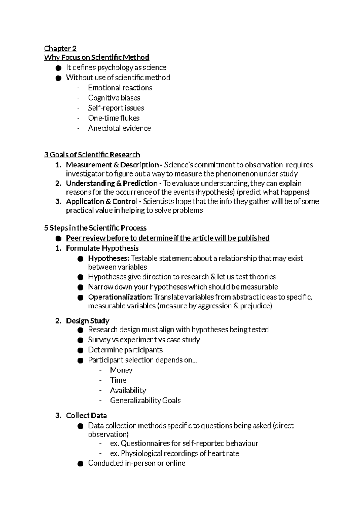 Psych - Week 2 - Chapter 2 Why Focus on Scientific Method It defines ...