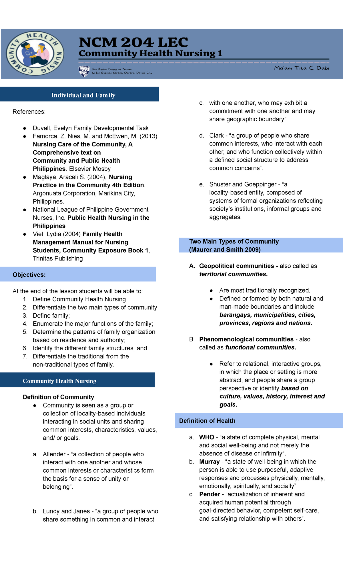 Prelims - Transes To Study. - Individual And Family References: Duvall ...