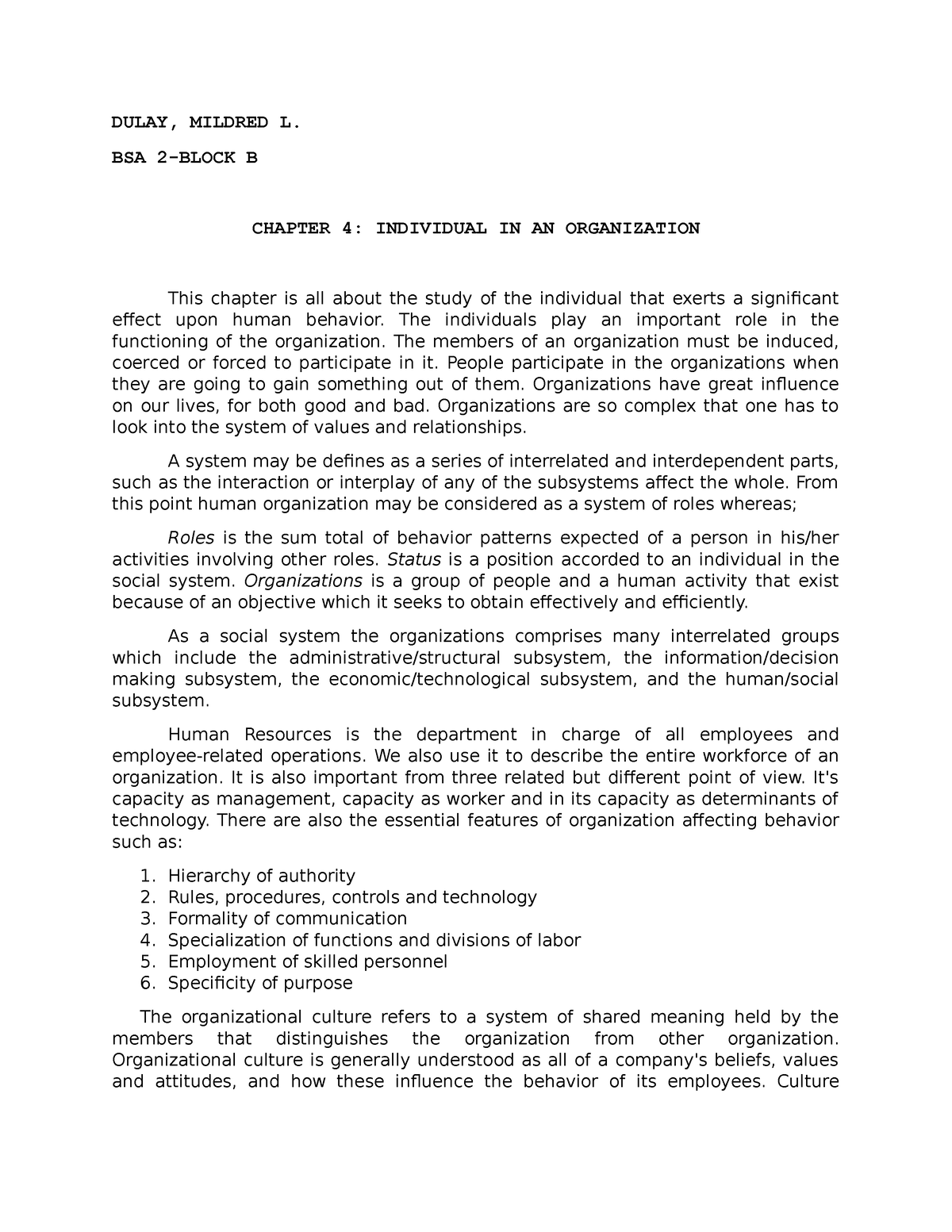 Chapter 4 - Lecture And Additional Notes - DULAY, MILDRED L. BSA 2 ...