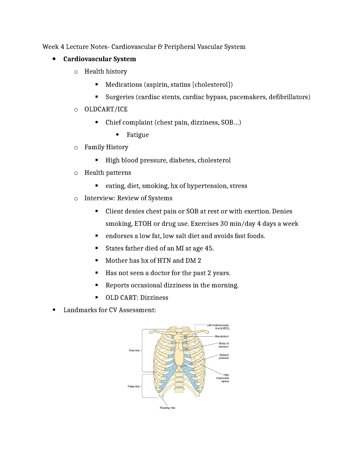 Week 4 Lecture Notes - Cardiovascular and Peripheral Vascular System ...