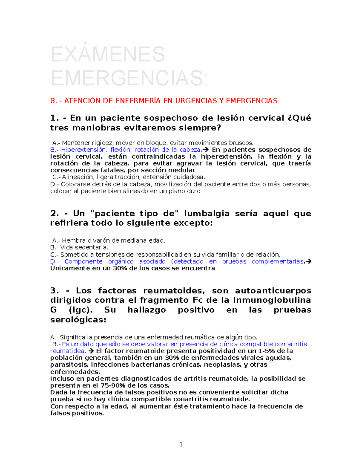 Examen Emergencias Toda Asignatura - EXÁMENES EMERGENCIAS: 8 ...