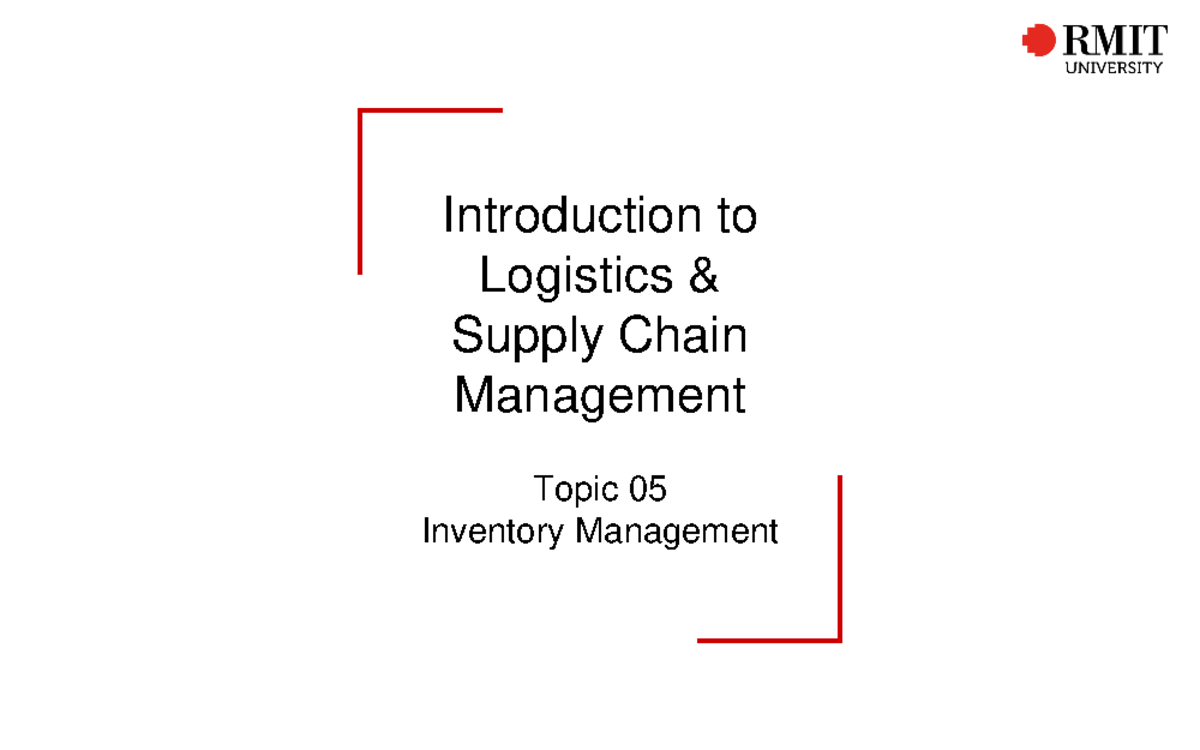 Ilscm Lecture 05 Ma (1) - Introduction To Logistics & Supply Chain 