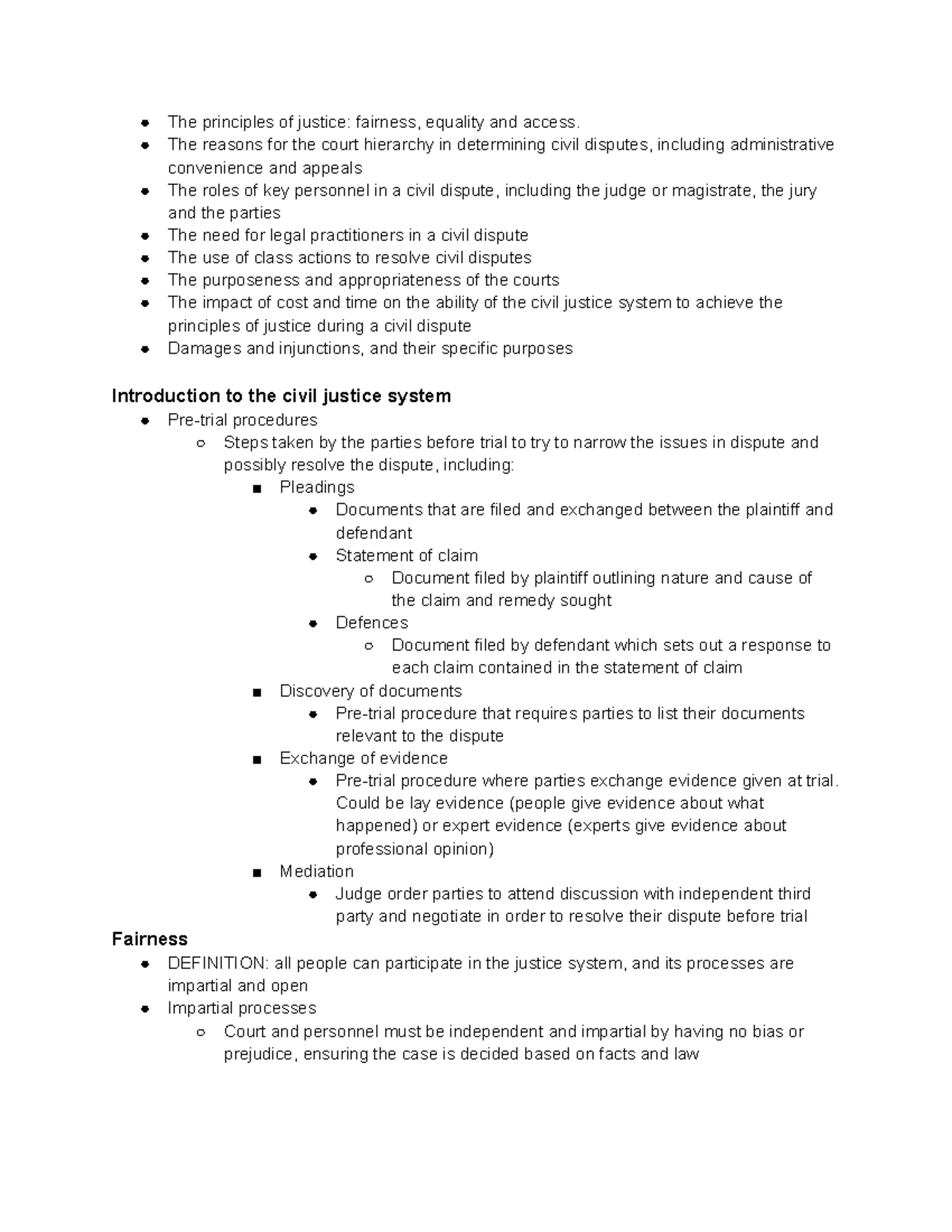Legal studies notes unit 3 aos2b - The principles of justice: fairness ...