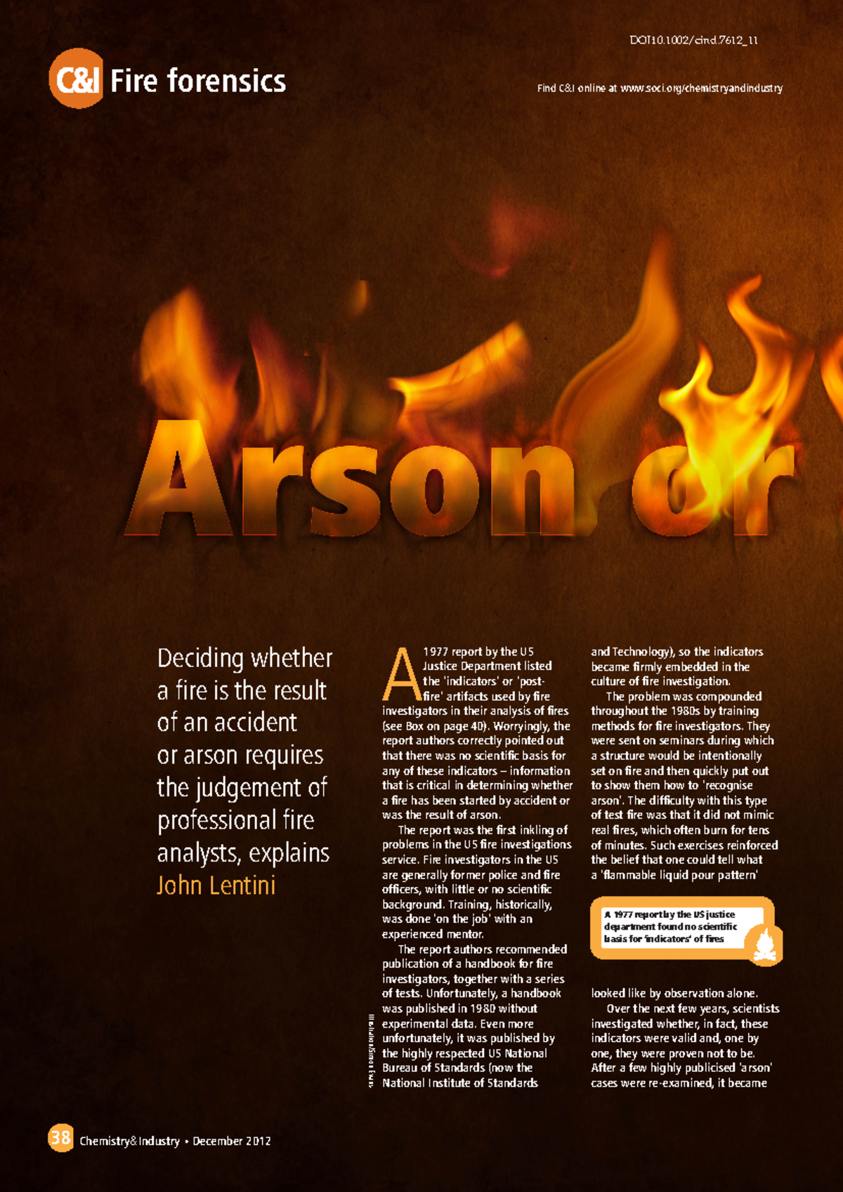 Fire forensics Arson or Accident - Fire forensics Find C&I online at ...