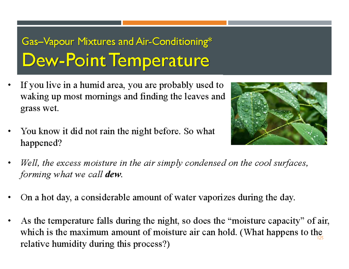 Engineering Thermodynamics Notes 4 GasVapour Mixtures and Air