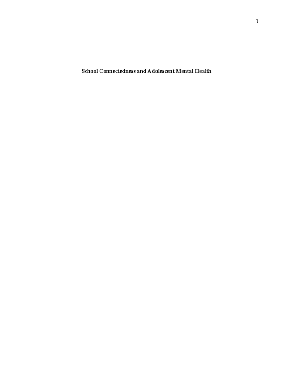 PYB203 Critical Literatue Review - School Connectedness and Adolescent ...
