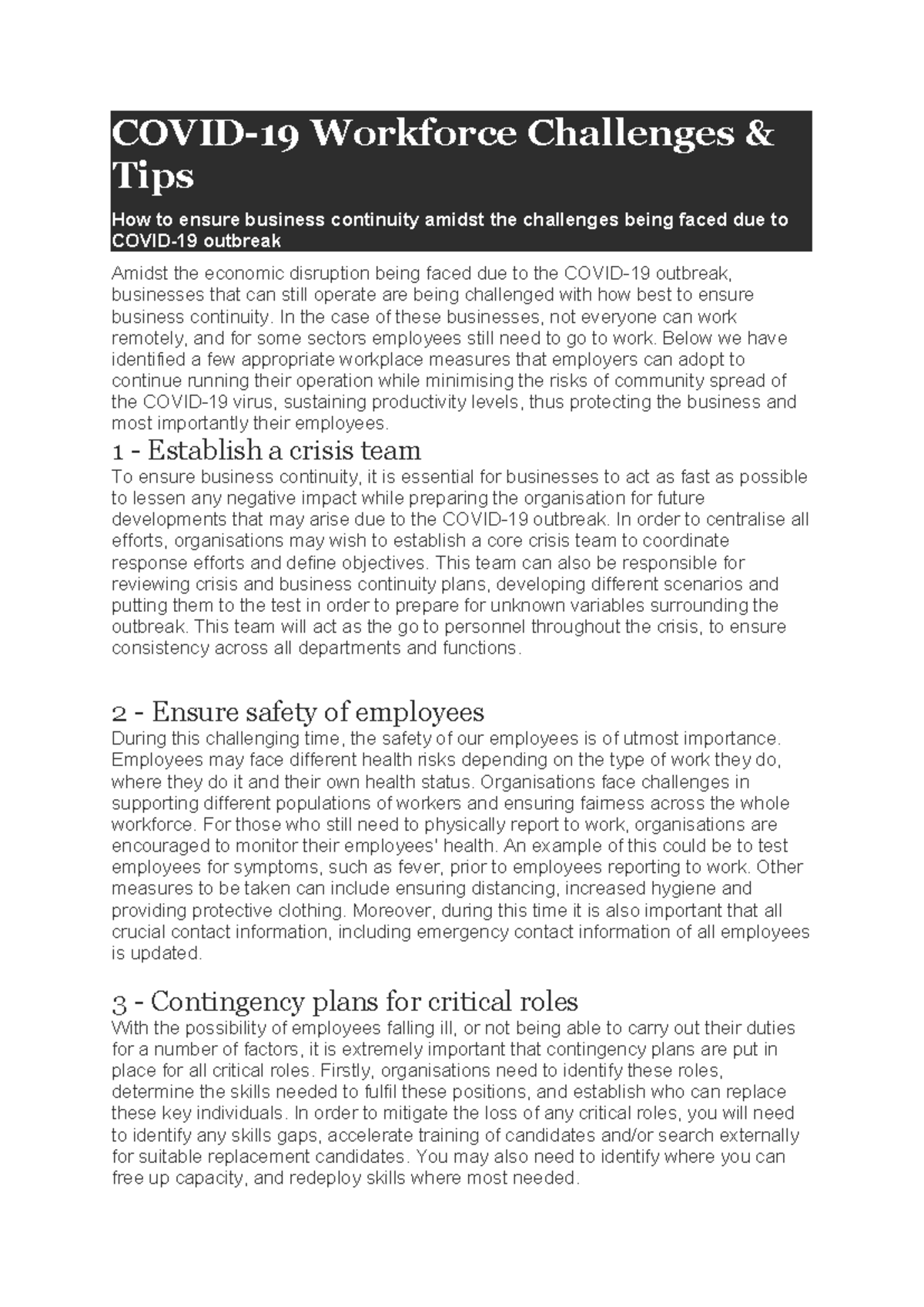 Covid-19 Workforce Challenges & Tips - COVID-19 Workforce Challenges ...