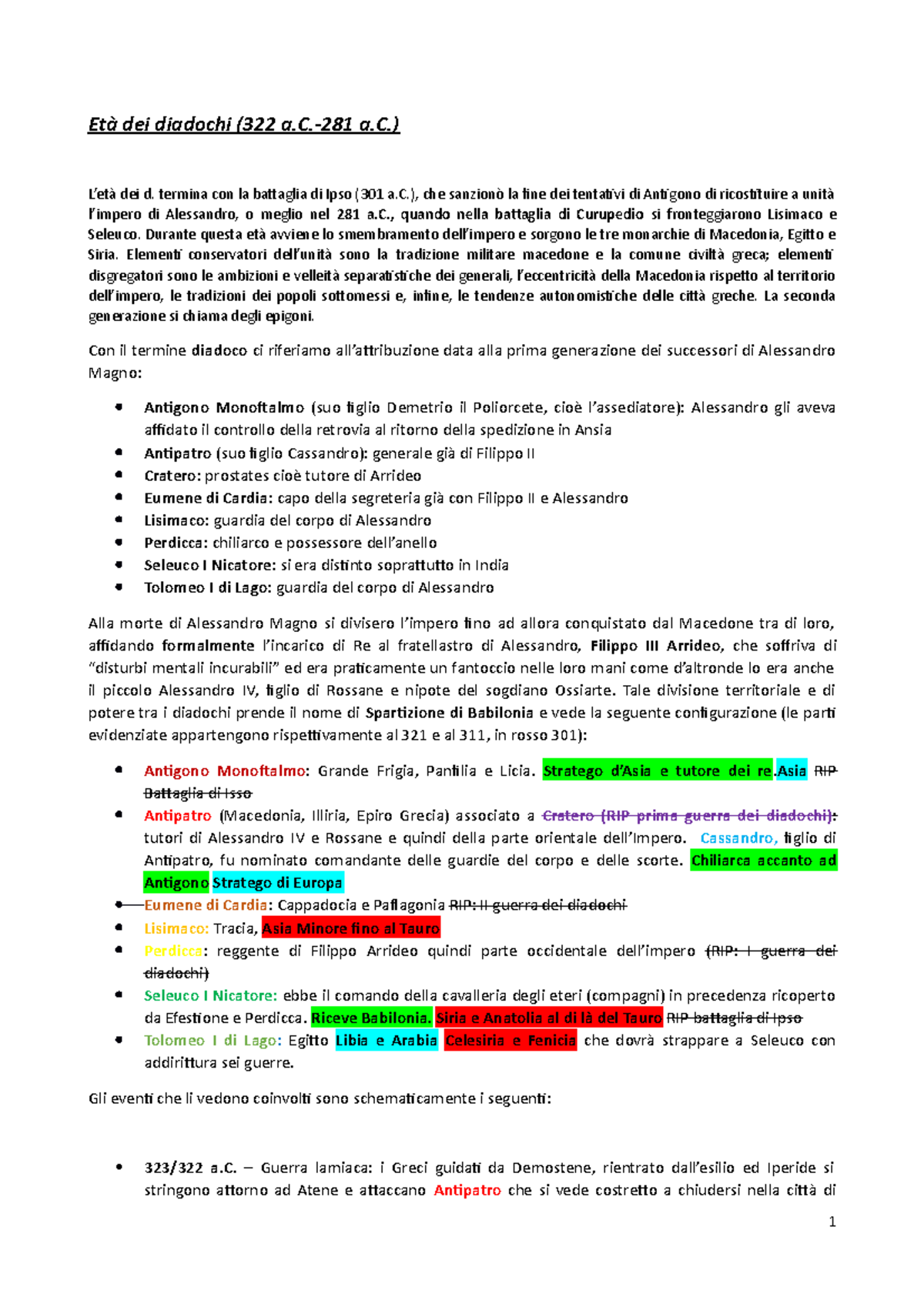 Linee Guida Ellenismo - Appunti Di Storia Ellenistica Basati Su Breglia ...