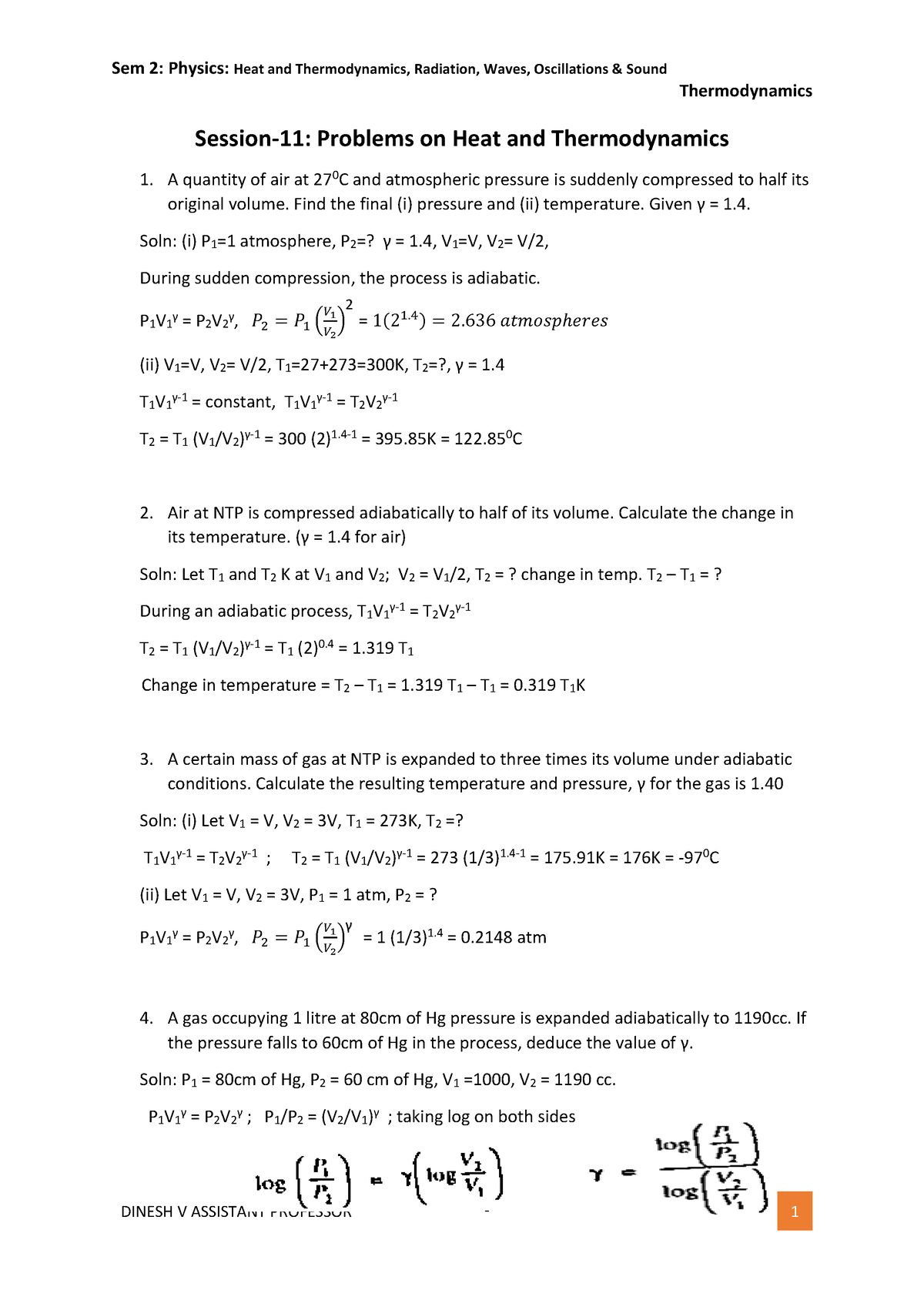 638121604840590975 Session-11 - Thermodynamics Session-11: Problems on ...