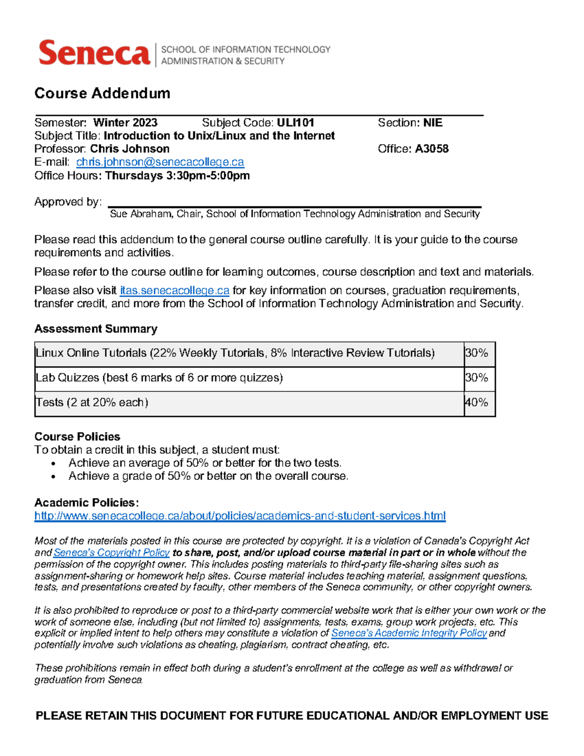ULI101 Course Addendum - PLEASE RETAIN THIS DOCUMENT FOR FUTURE ...