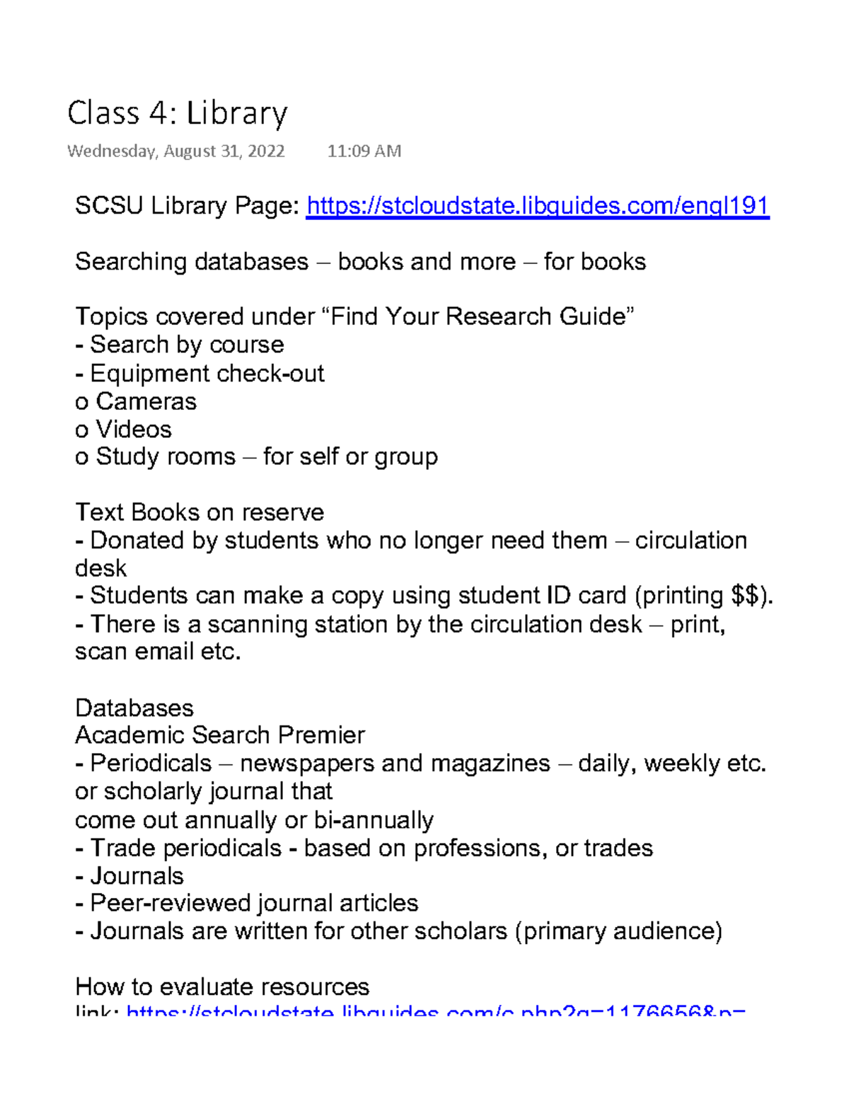 Library 101 - SCSU Library Page: stcloudstate.libguides/engl Searching ...