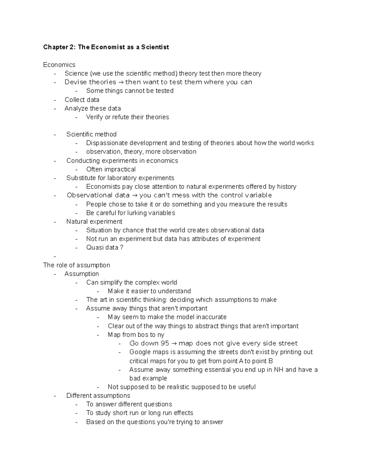 Micro Chp. 2 class notes 9 11 - Chapter 2: The Economist as a Scientist ...