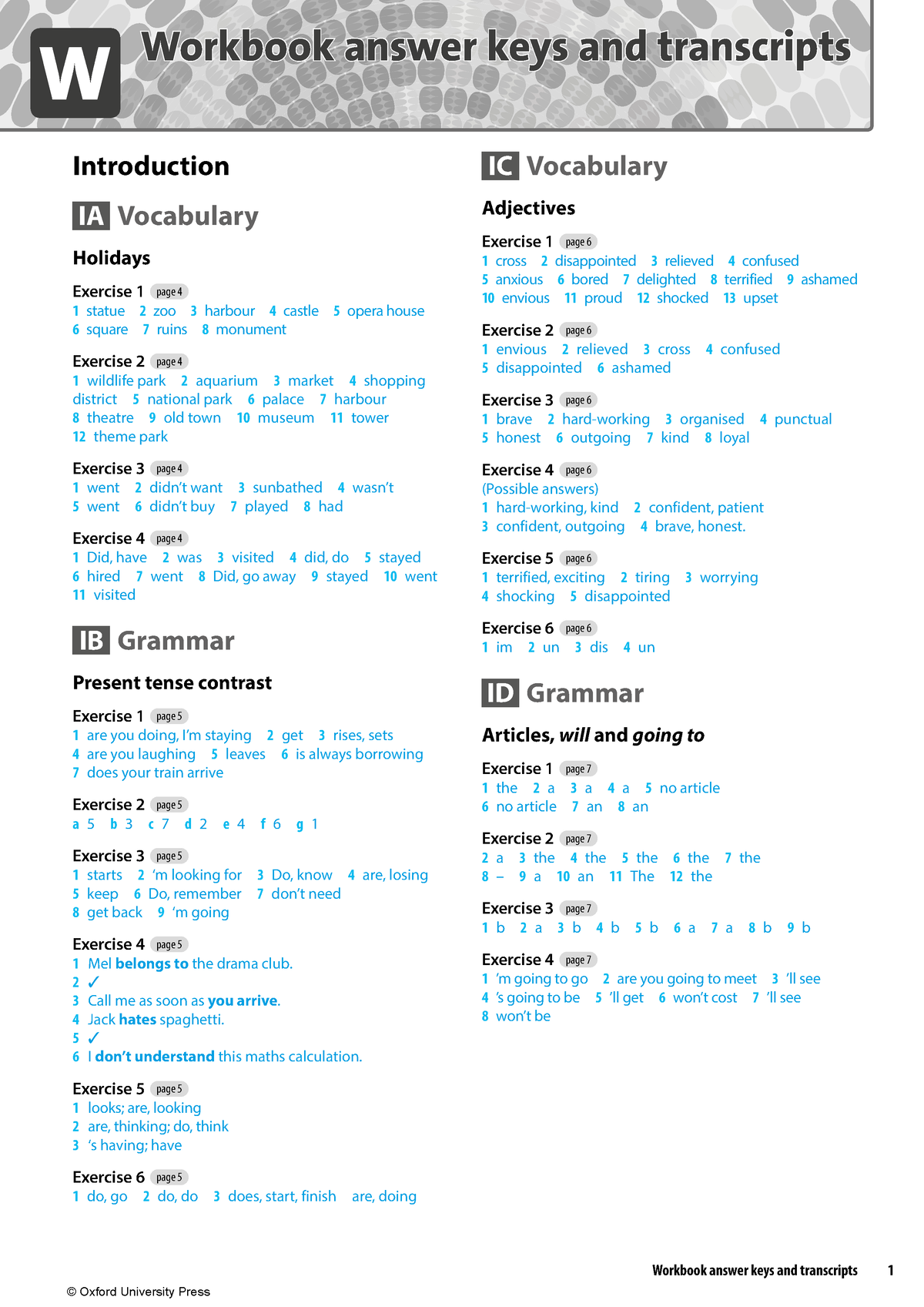 Solutions Intermediate 3ed Workbook Key - Workbook answer keys and  transcripts 1 W Workbook answer - Studocu