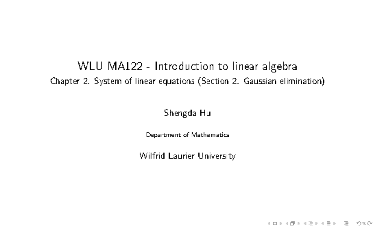 Linear Equations-02 - Asd - WLU MA122 - Introduction To Linear Algebra ...