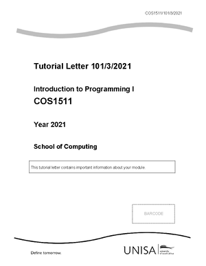 Cos1511 105 0 2022 Assignment 4 Tutorial Letter 105 0 2022 Introduction To Programming I Cos Cos1511 105 0 2022 Assignment 4 Tutorial Letter 105 0 2022 Introduction To Programming I Cos