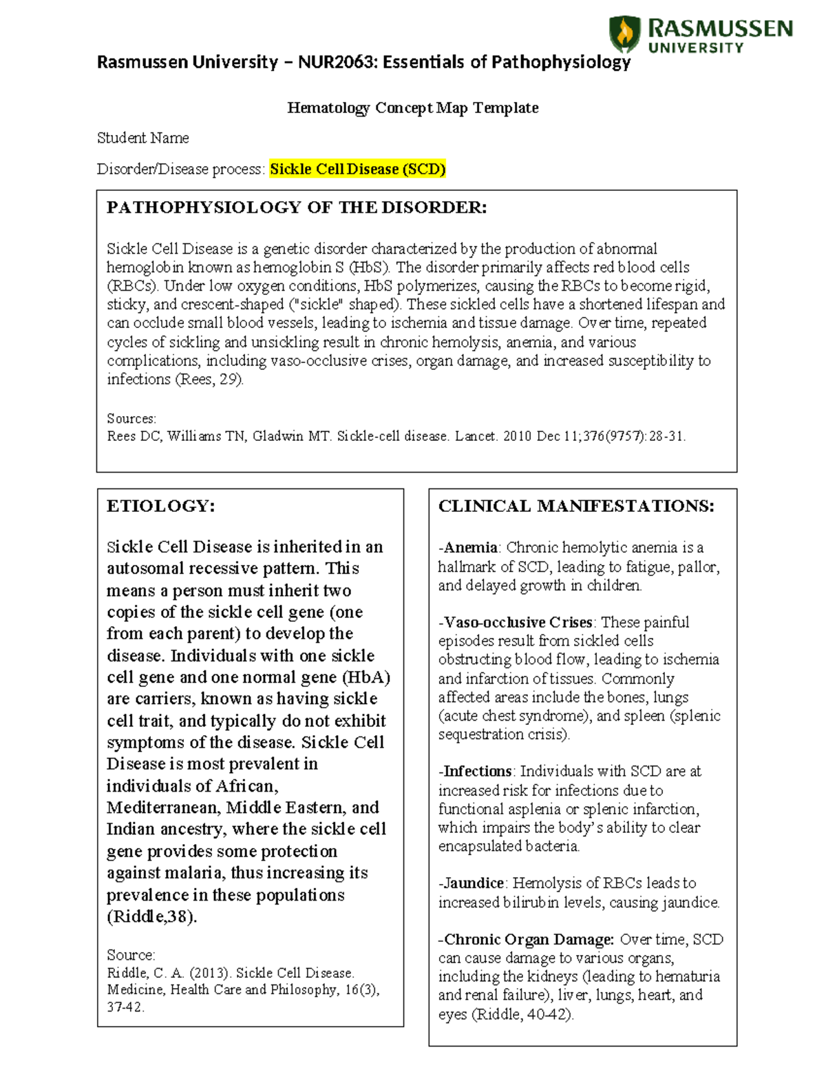 Module9Pathophysiology - Rasmussen University – NUR2063: Essentials of ...