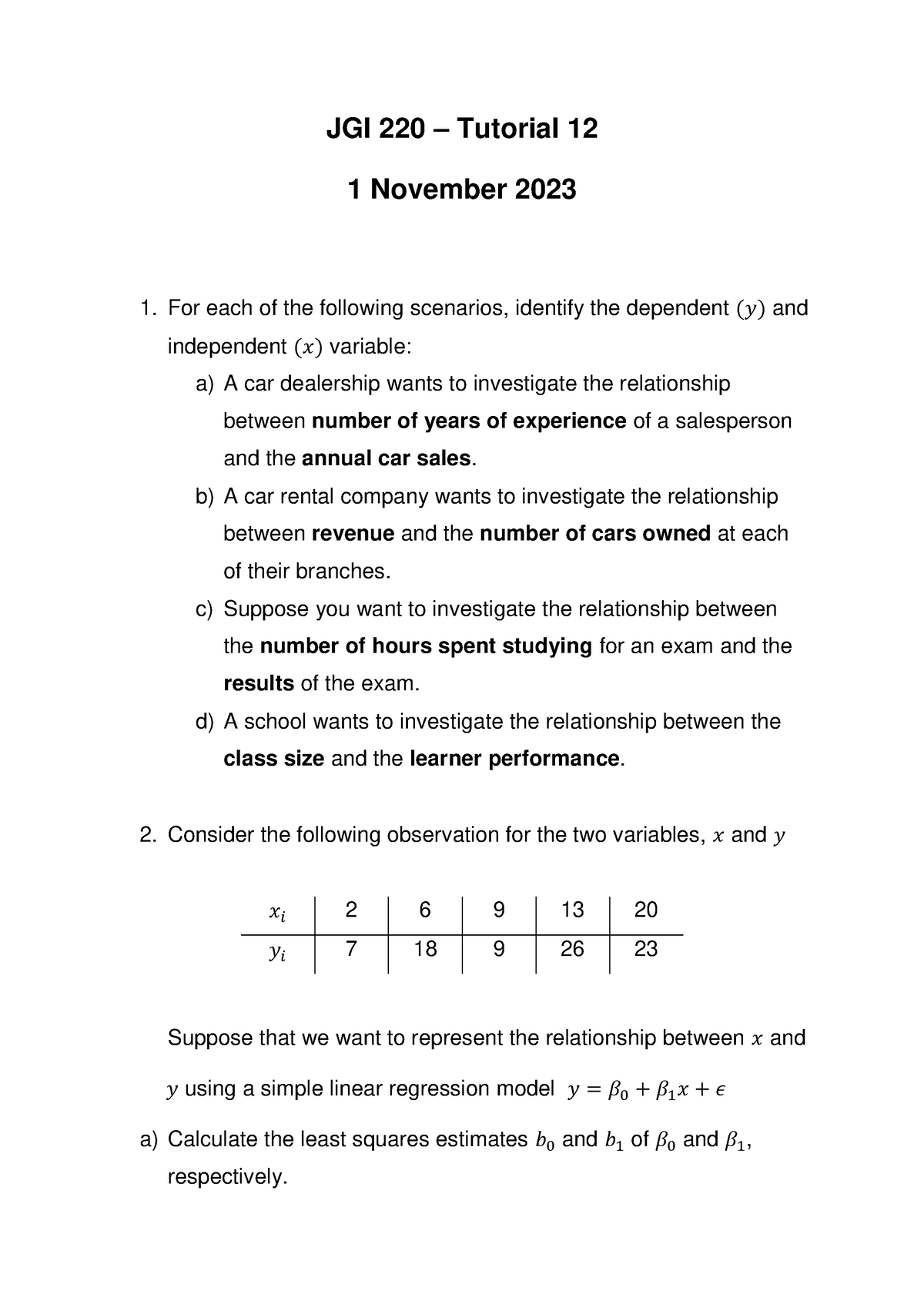 assignment matching exercise 23.01