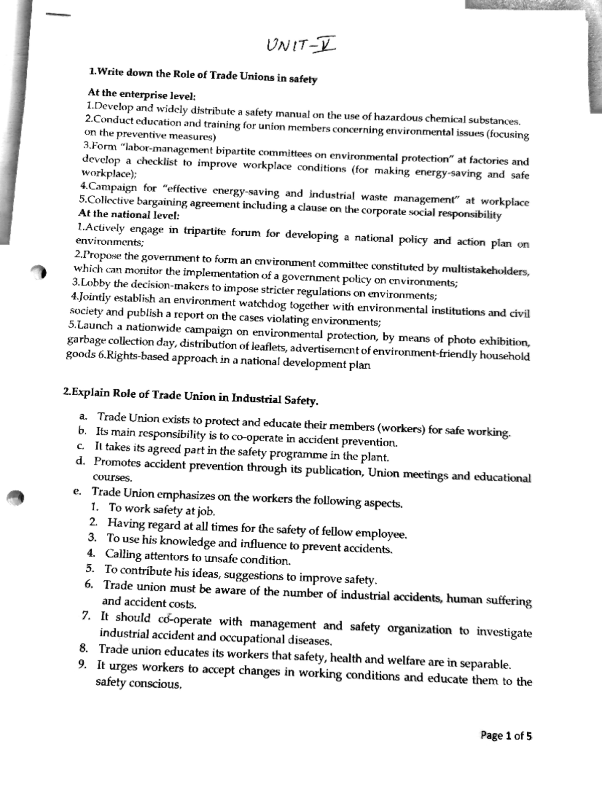 Unit5 Safety Act Unit 5 Process Plant Safety Studocu