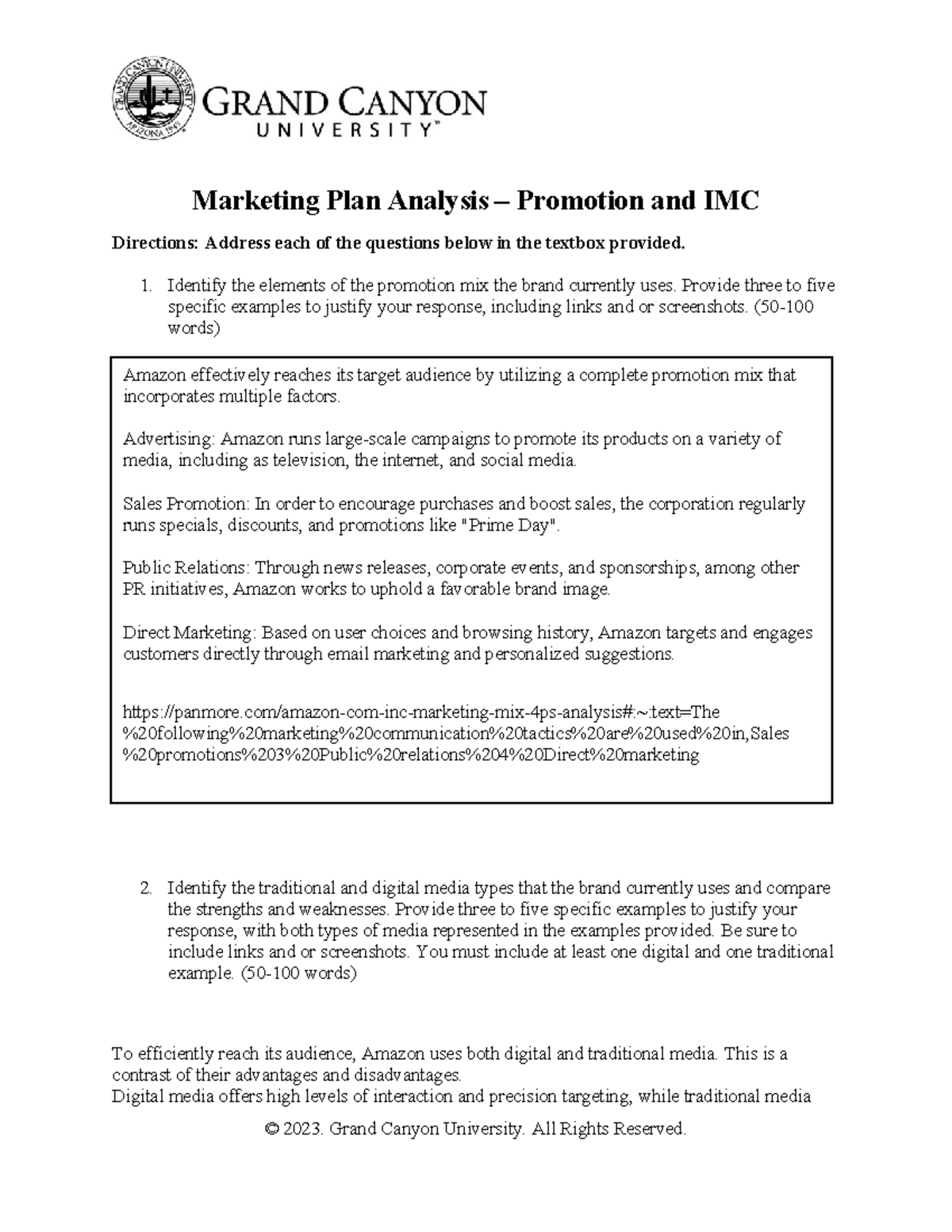 MKT 315 RS T6 Marketing Plan Analysis Promotion and IMC - Marketing ...