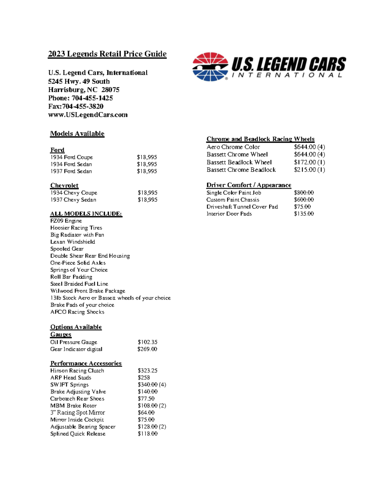 2023 legend car retail price guide 2023 Legends Retail Price Guide U