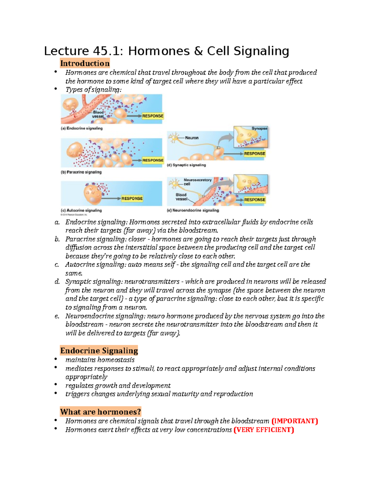 Chapter 45 Part 1 - Lecture 45: Hormones & Cell Signaling Introduction ...