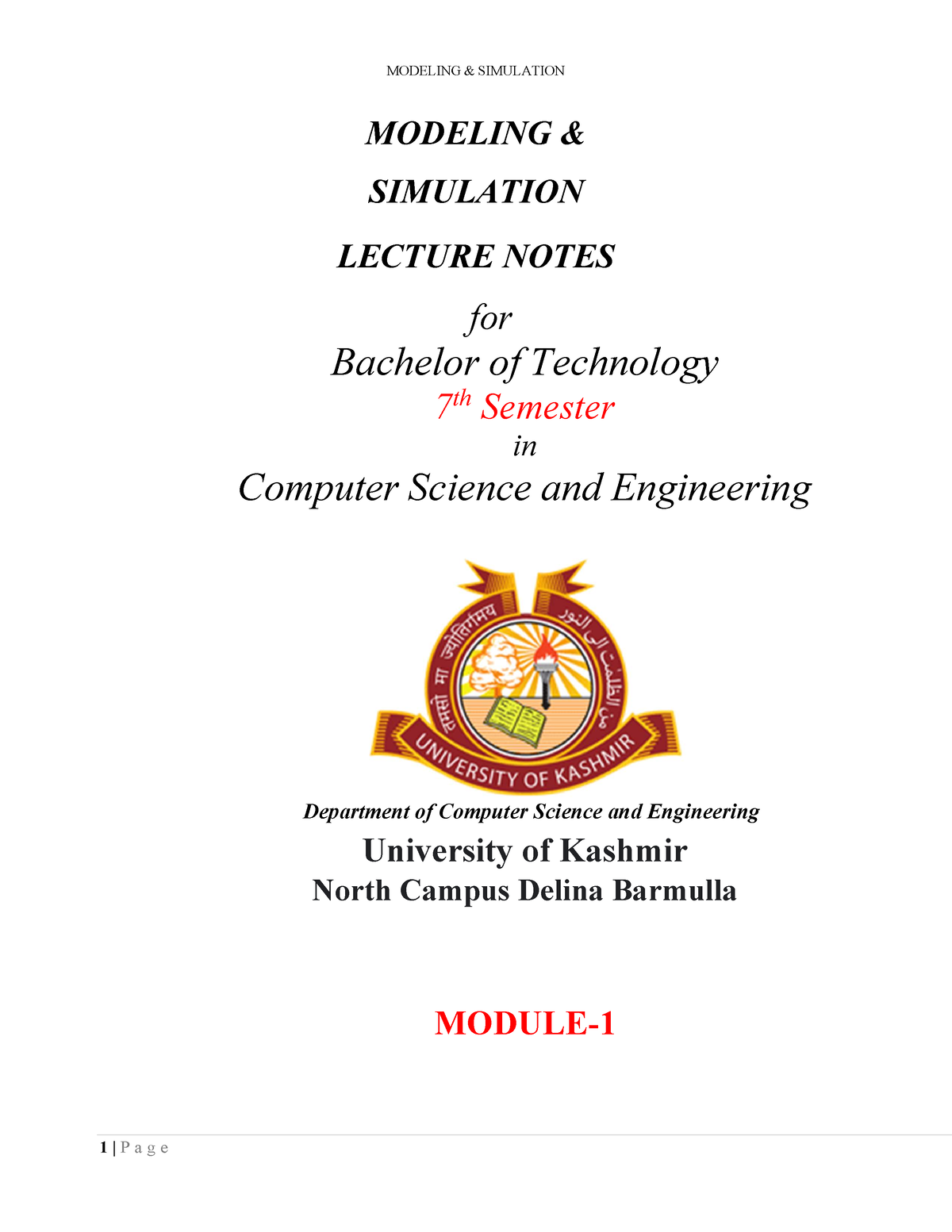 Modeling And Simulation 7th Sem Module 4 - MODELING & SIMULATION ...