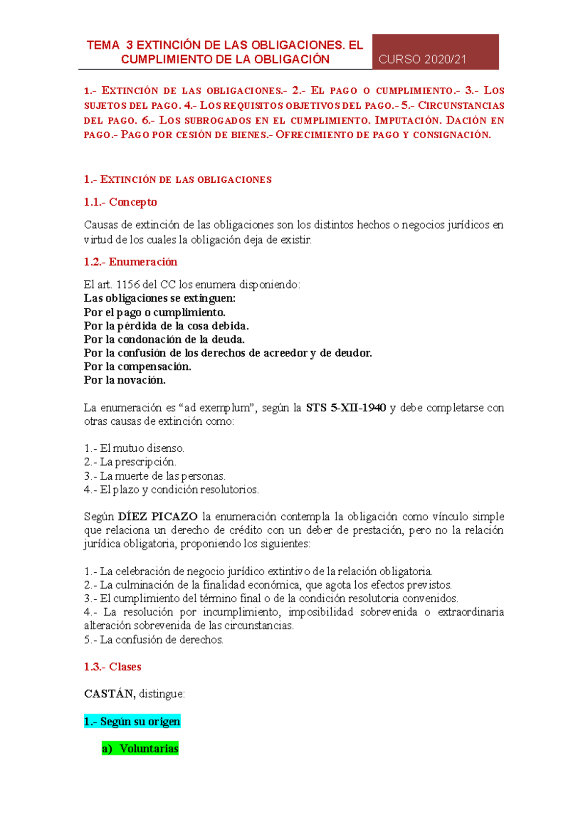 TEMA 3 Cumplimiento DE LAS Obligaciones - CUMPLIMIENTO DE LA OBLIGACIÓN ...