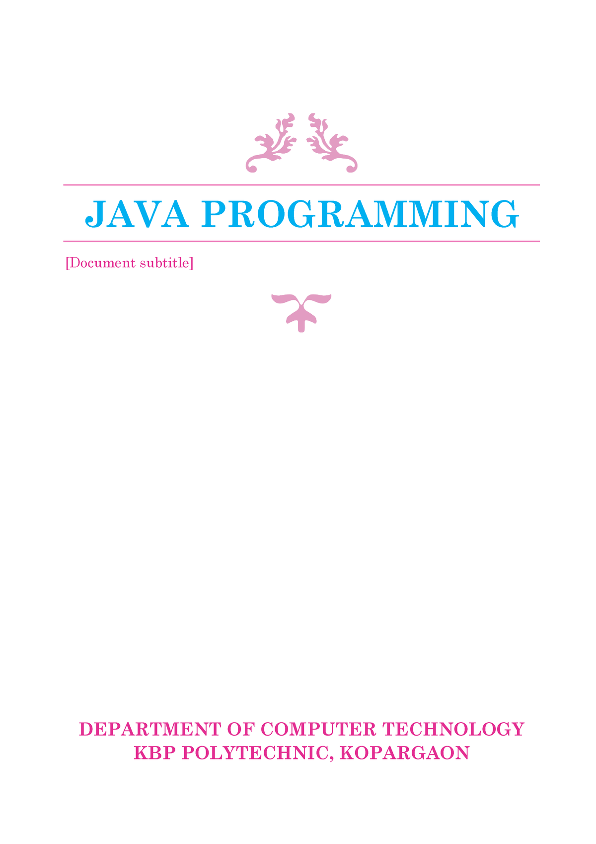 Java Programming Chapter 1 Notes - JAVA PROGRAMMING [Document Subtitle ...